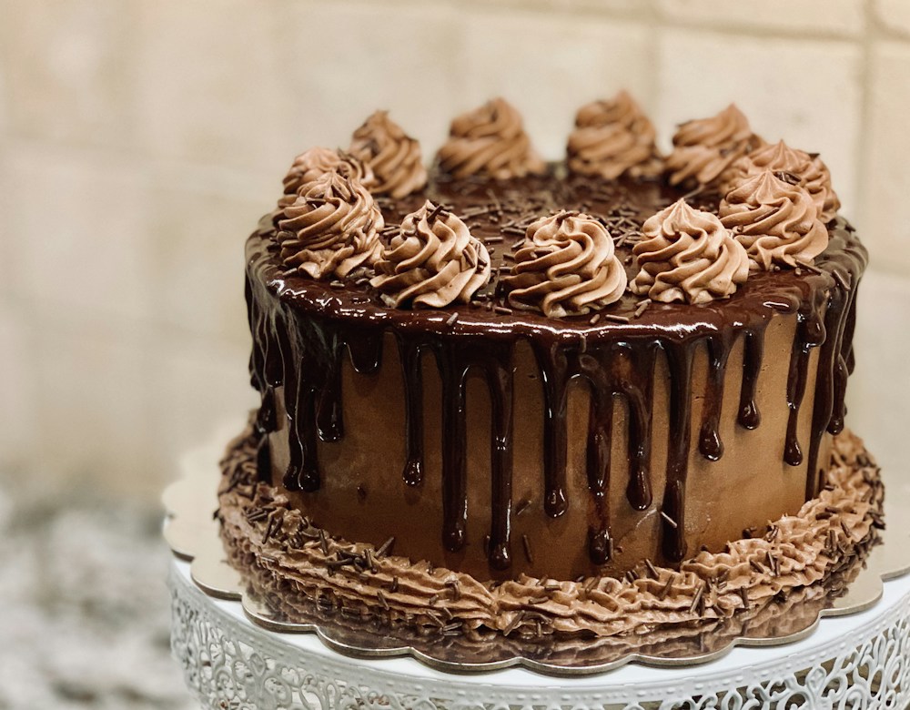 Chocolate celebration cake with chocolate frosting